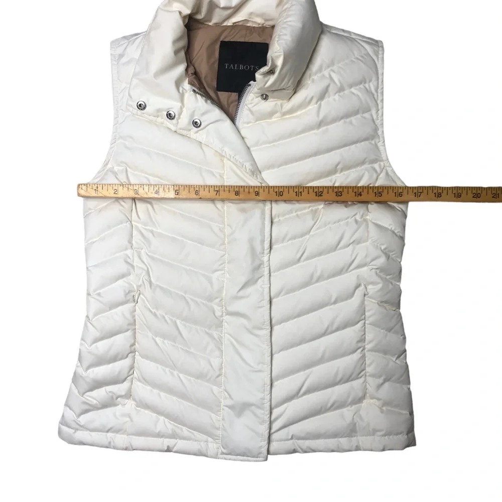Talbots Puffer Vest Ivory Collar Extra Small
